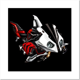 BMW S1000RR Shark White Black & Red Posters and Art